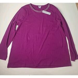 NWT Chicos Top Womens Purple Sweater Silver Sparkle